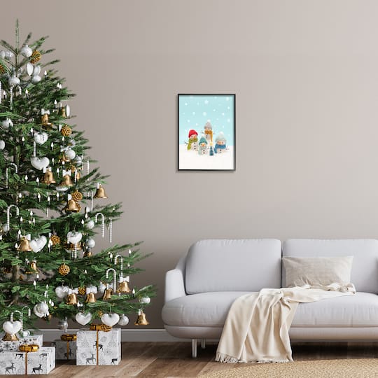 Stupell Industries Winter Snowmen Christmas Tree Framed Giclee Art